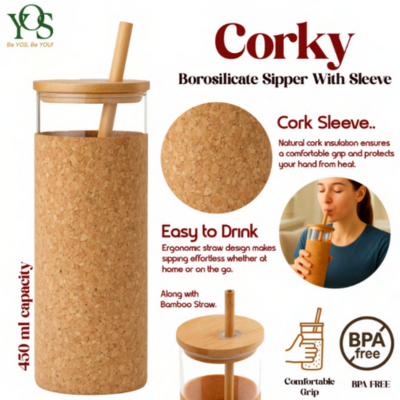 Corky - Borosilicate Glass with Cork Sleeve