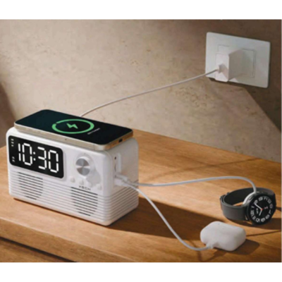 Retro Clock Speaker with Wireless Charger