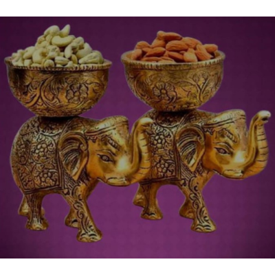 Golden Metal Elephant Platter