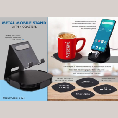 Metal Mobile Stand with 4 Coaster